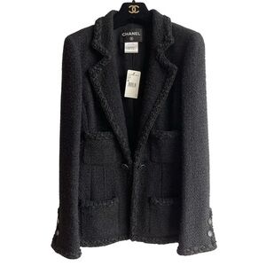 NWT Chanel Tweed Blazer in Black Size 38 FR